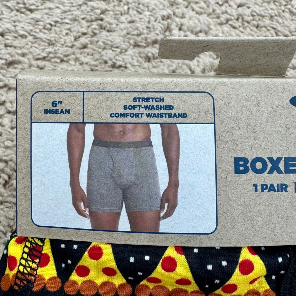 Old Navy‎ Boxers Mens L Pizza Holiday Print Stretch Comfort Waistband 6